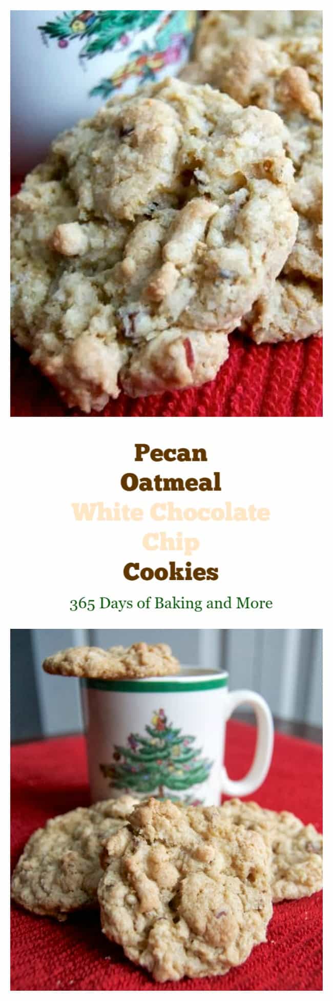 These Pecan Oatmeal White Chocolate Chip Cookies are filled with wonderful flavor and will be a highlight on any holiday cookie tray this year and beyond!