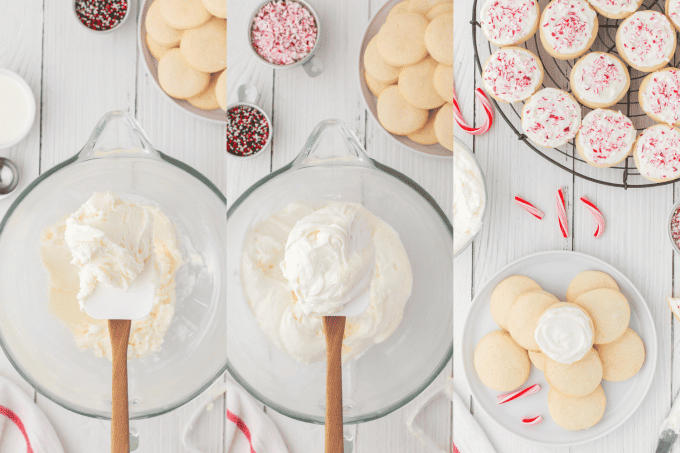 Third set of process photos for Peppermint Frosted Sugar Cookies.