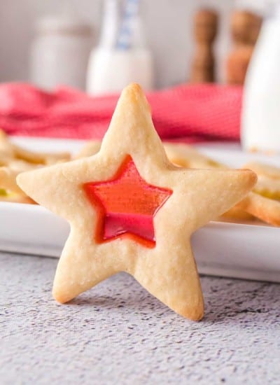 A stained glass star cookie.