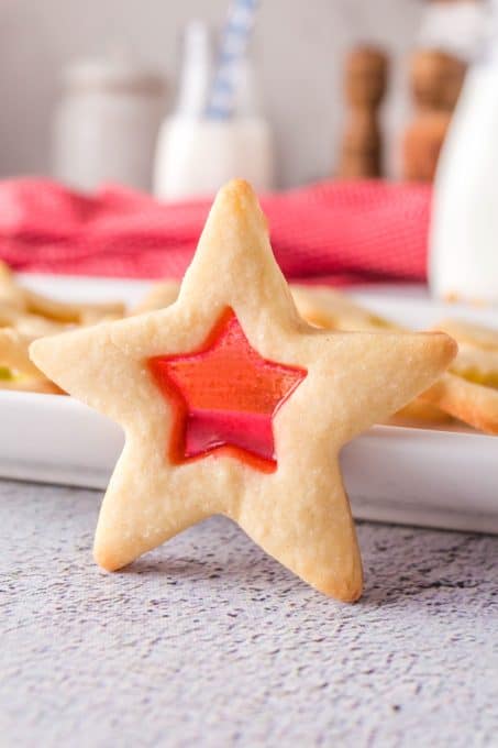 A stained glass star cookie.
