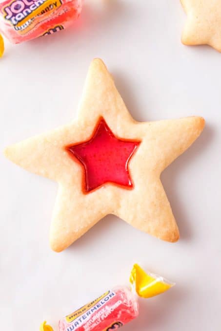 Cookies with Jolly Rancher Candy.