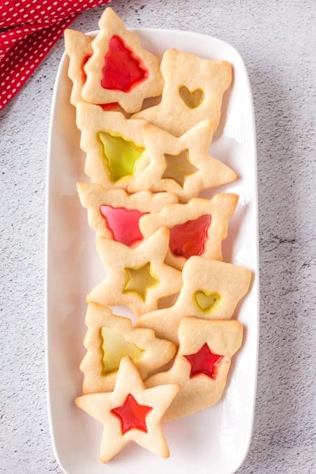 An assortment of cookies called stained glass.
