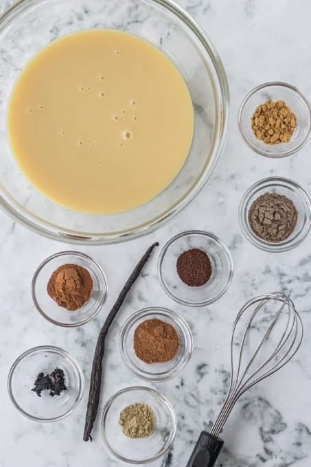 Ingredients for Chai Tea Syrup.