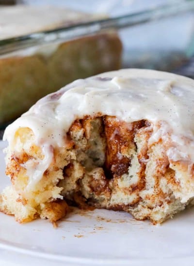 The cinnamon sugar inside of a cinnamon roll.