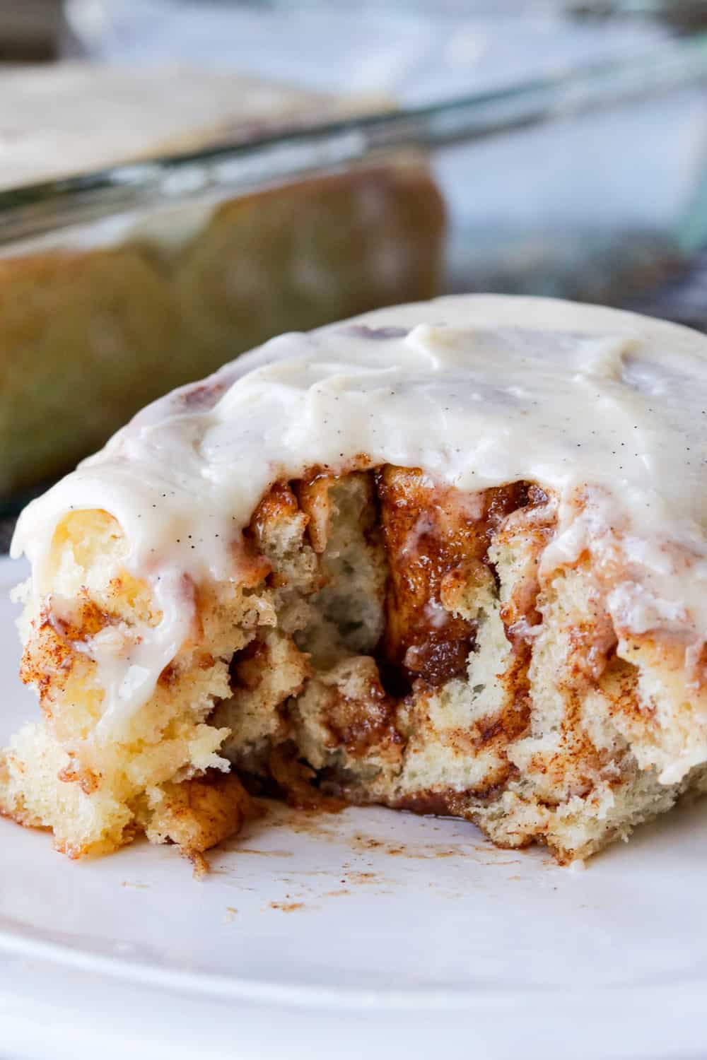 The cinnamon sugar inside of a cinnamon roll.