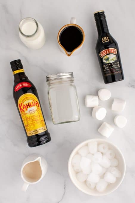 Ingredients for a Frozen Marshmallow Mudslide