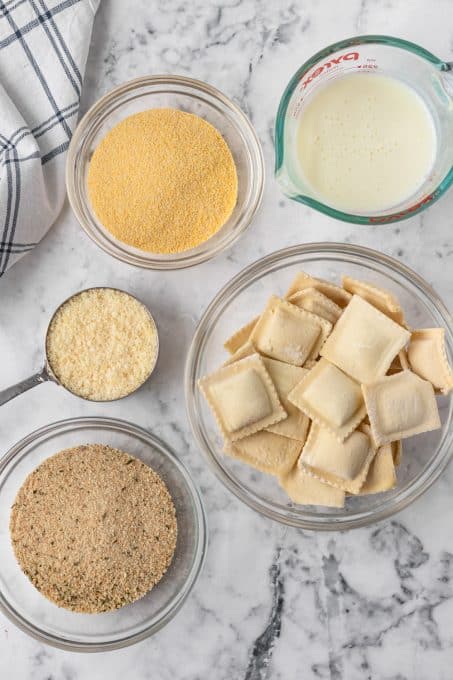 Ingredients for baked ravioli.