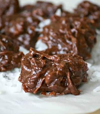 These Chocolate coconut cookies are flour-less cookies that are chewy, chocolatey, sweet and delicious. You can't stop at just one!