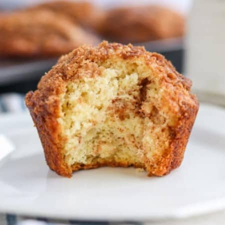 The inside of a muffins with cinnamon sugar.