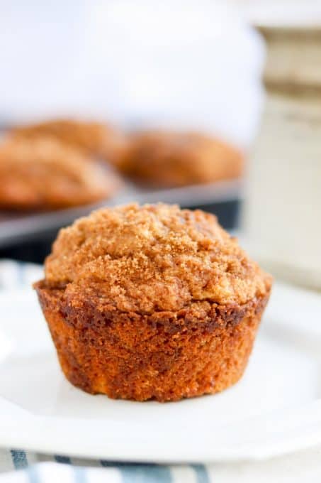 A Cinnamon Muffin on a plate.