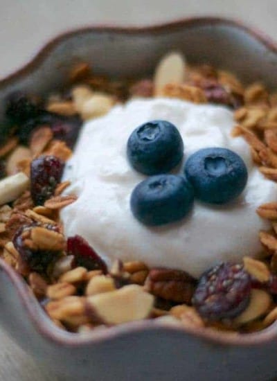 A healthy snack full of cranberries and chia seeds for a healthy snack or breakfast!