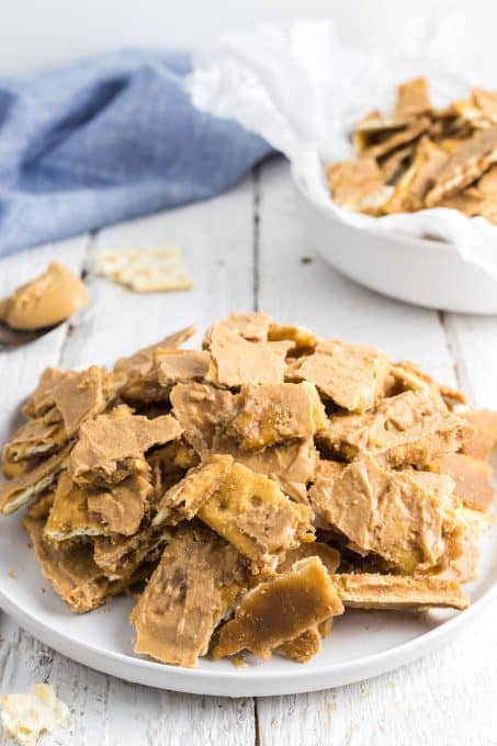 Saltine toffee made with peanut butter chips.