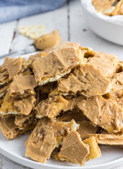 Easy toffee recipe made with saltines, butter, and peanut butter chips.