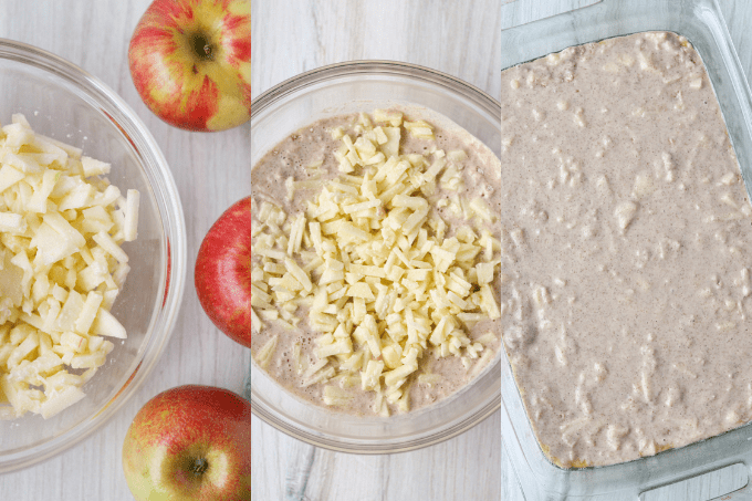 Process steps for Baked Apple Pancake.