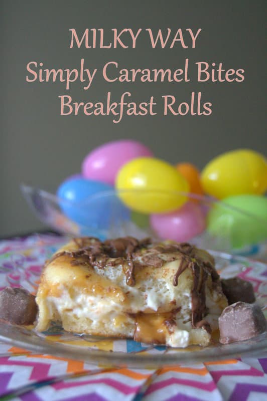 MILKY WAY Simply Caramel Breakfast Rolls - breakfast rolls filled with whipped cream cheese, and chopped MILKY WAY Simply Caramel, drizzled with milk chocolate and caramel.