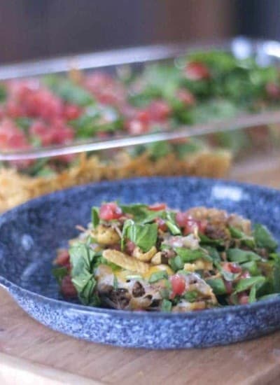 An easy weeknight dinner and a family favorite all in one dish - Taco Casserole!