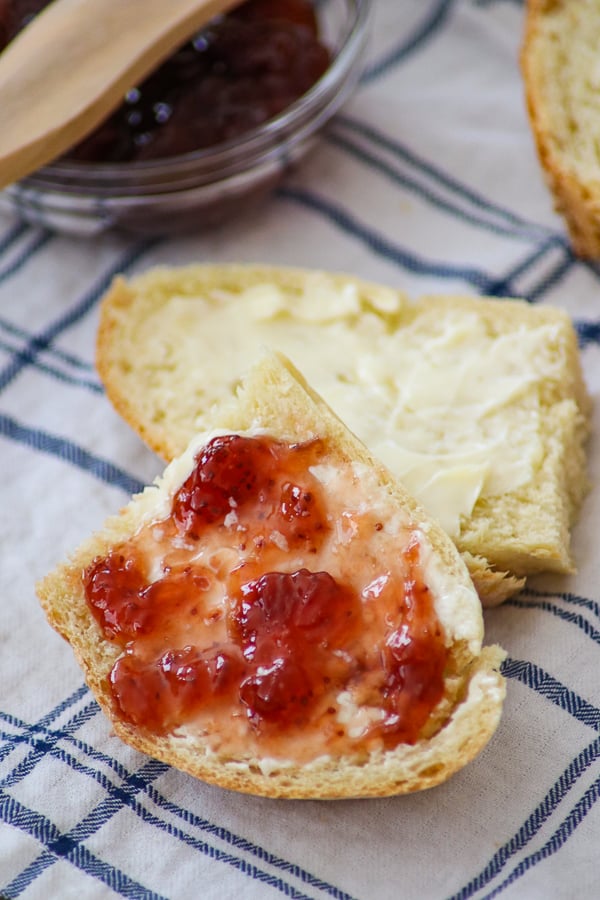 Two slices of Grandma's Italian Bread.