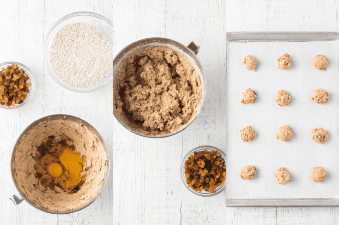 Process photos for Peanut Butter Oatmeal Cookies.