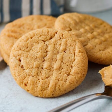 Close up of a peanut butter cookie.