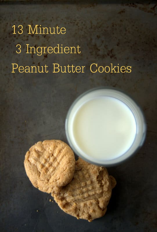 13 Minute, 3 Ingredient Peanut Butter Cookies - SO easy, SO fast and oh SO good!