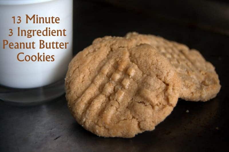 13 Minute, 3 Ingredient Peanut Butter Cookies - SO easy, SO fast and oh SO good!