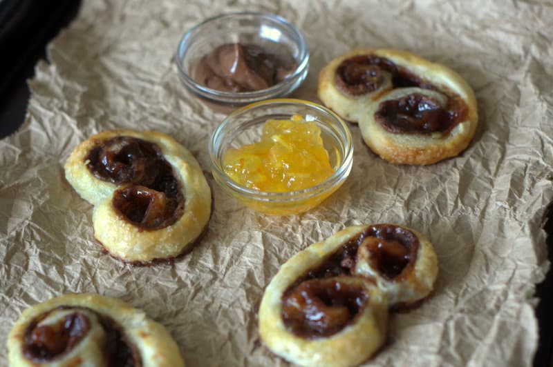 Orange Nutella Palmiers - a light flaky pastry filled with orange marmalade and Nutella!