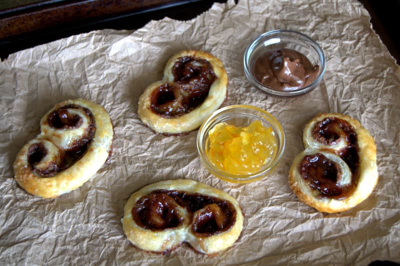 Orange Nutella Palmiers - a light flaky pastry filled with orange marmalade and Nutella!