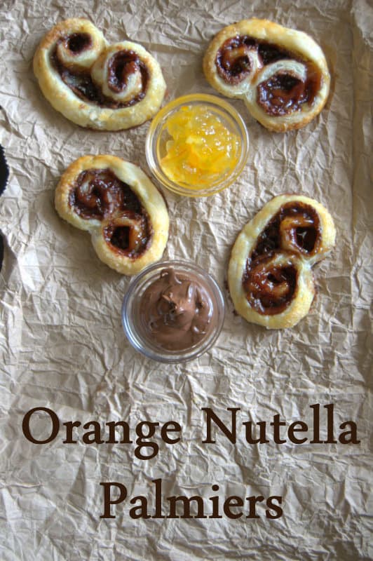 Orange Nutella Palmiers - a light flaky pastry filled with orange marmalade and Nutella!