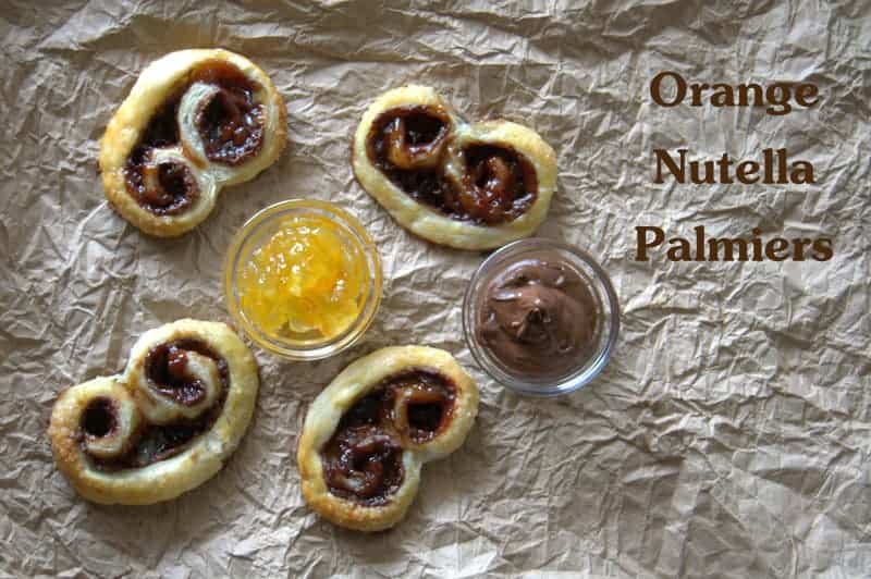 Orange Nutella Palmiers - a light flaky pastry filled with orange marmalade and Nutella!