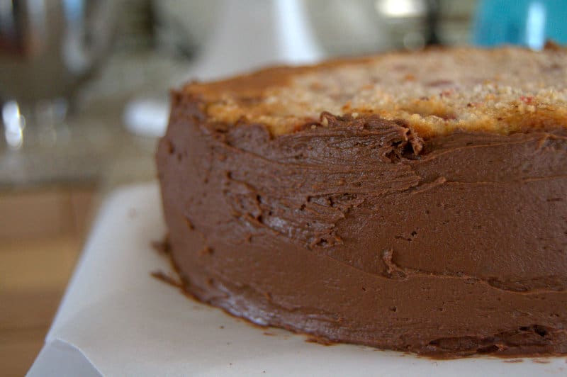 Neapolitan Hi-Hat Cake - a brownie, a strawberry cake, and Cool Whip. Delicious! From Surprise-Inside Cakes Cookbook