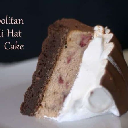 Neapolitan Hi-Hat Cake - a brownie, a strawberry cake, and Cool Whip. Delicious! From Surprise-Inside Cakes Cookbook