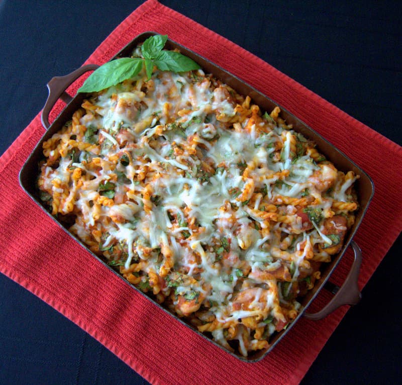 Chicken Parmesan Spinach Pasta Bake - a delicious new twist on an old favorite! 