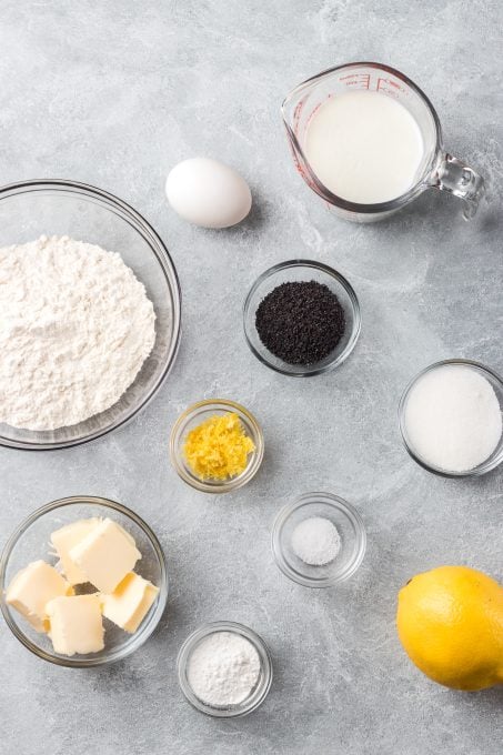 Ingredients for Lemon Poppy Seed Scones.