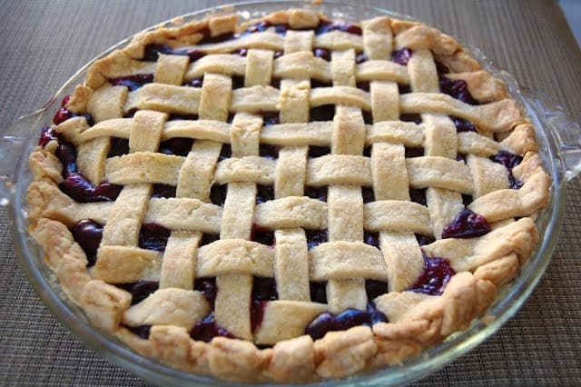 Blueberry Pie - that wonderful comfort food dessert served with a lattice top.