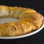 Barbecue chicken salad sprinkled with cheese, wrapped in crescent rolls for a fun dinner!