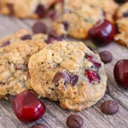 Dark Chocolate Cherry Oatmeal Cookies