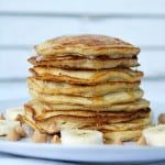 Pancakes with bananas and peanut butter chips make for an unbelievable breakfast!