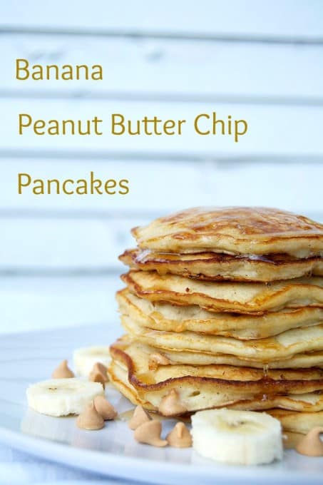 Pancakes with bananas and peanut butter chips make for an unbelievable breakfast!