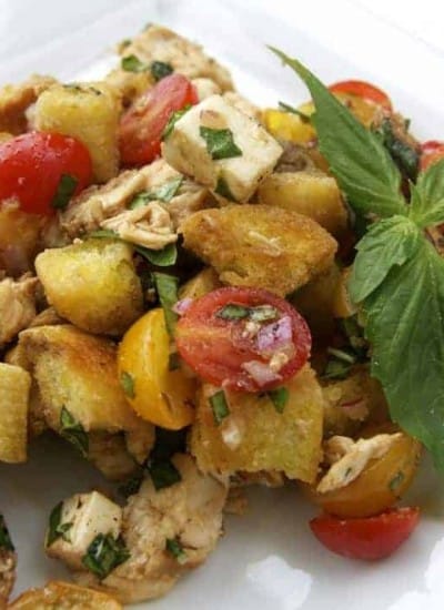 Chicken Panzanella - chicken, tomatoes, bread and a balsamic dressing make this great summer meal!