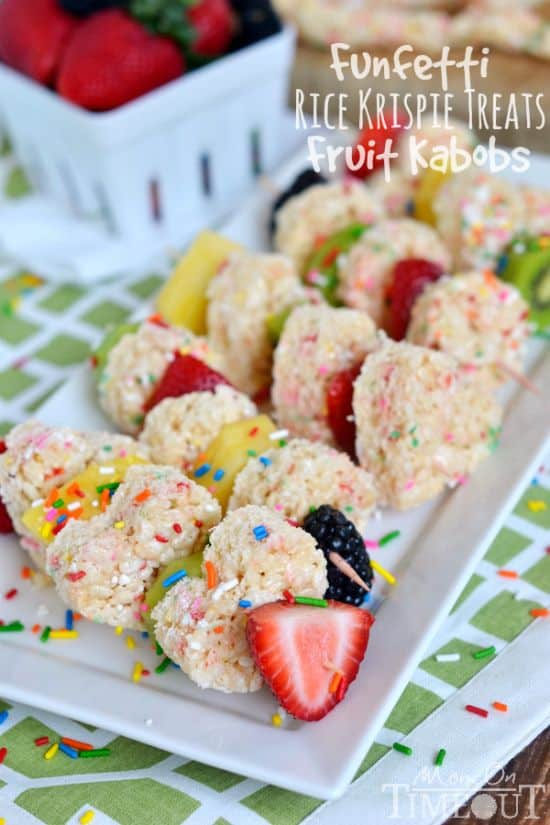 Funfetti Rice Krispies Treats Fruit Kabobs