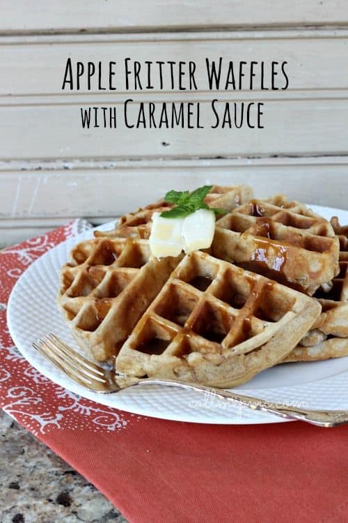 Blue Ribbon Apple Fritter Waffles with Caramel Sauce