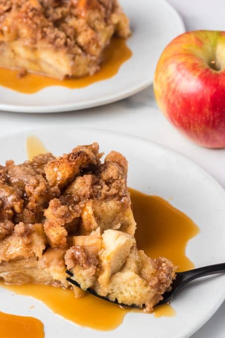 Baked Caramel Apple Breakfast Casserole.