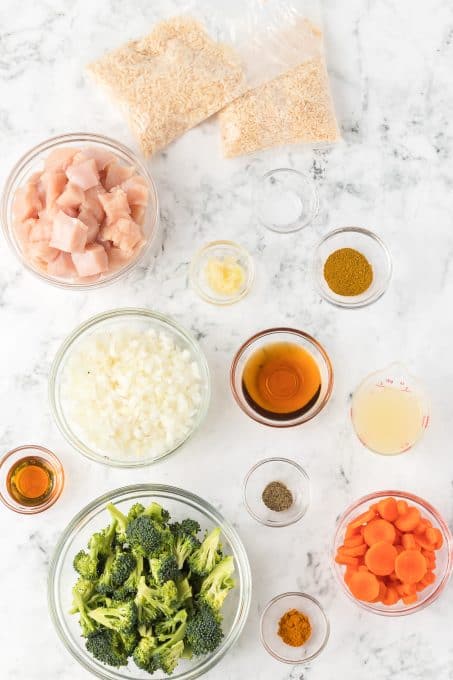 Ingredients for Curried Rice with Chicken and Vegetables