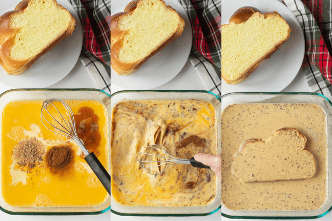 Process shots for Eggnog French Toast