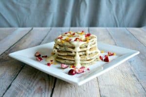 The perfect breakfast - Cranberry Pancakes with Orange Cream Cheese Frosting!