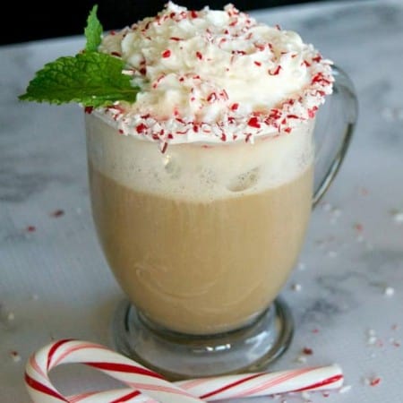 Peppermint, white chocolate hot cocoa and coffee make up this delicious holiday drink you can make at home!