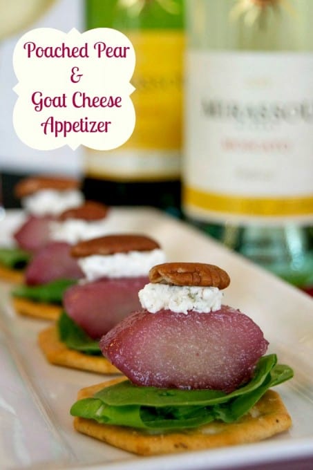 A great holiday appetizer - Merlot poached pears, arugula, and goat cheese. Flavor in every bite!