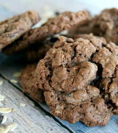 Double Chocolate Oatmeal Cookies are those old-time favorite oatmeal cookies made for chocolate lovers with the addition of cocoa and dark chocolate chips!