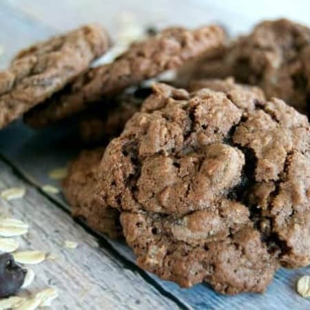 Double Chocolate Oatmeal Cookies are those old-time favorite oatmeal cookies made for chocolate lovers with the addition of cocoa and dark chocolate chips!