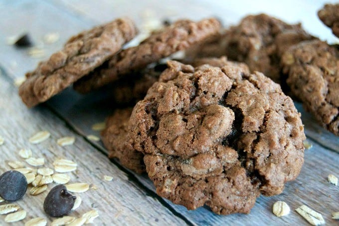 That old-fashioned oatmeal cookie made better with cocoa and dark chocolate chips!